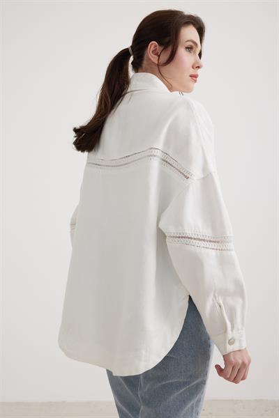 Kadın Denim Kot Ceket BEYAZ