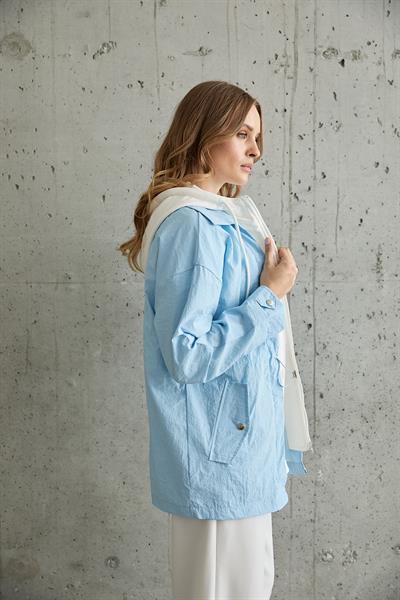 Kadın Garni Detaylı Linea Ceket MAVİ