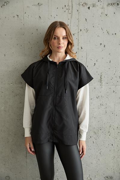 Kadın Garni Detaylı Sweatshirt EKRU-SİYAH