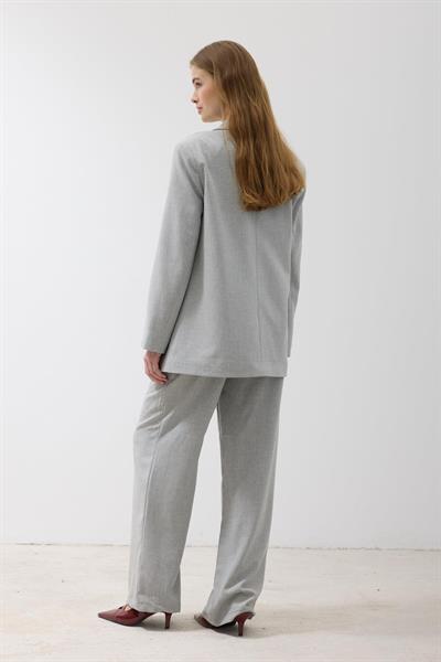 Kadın Omzu Vatkalı Düğmeli Blazer Ceket GRİ