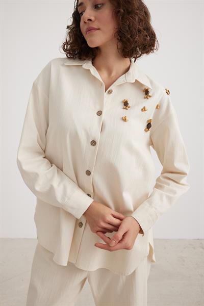 Kadın Oversize Gömlek TAŞ BALIKSIRTI