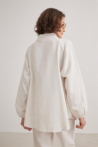 Kadın Oversize Keten Hırka TAŞ