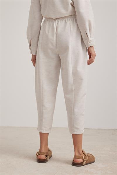 Keten Bağlama Detaylı Kadın Pantolon TAŞ