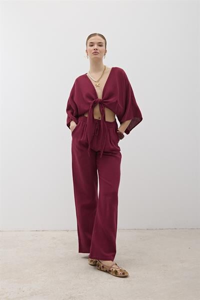 Müslin Salaş Kadın Pantolon BORDO
