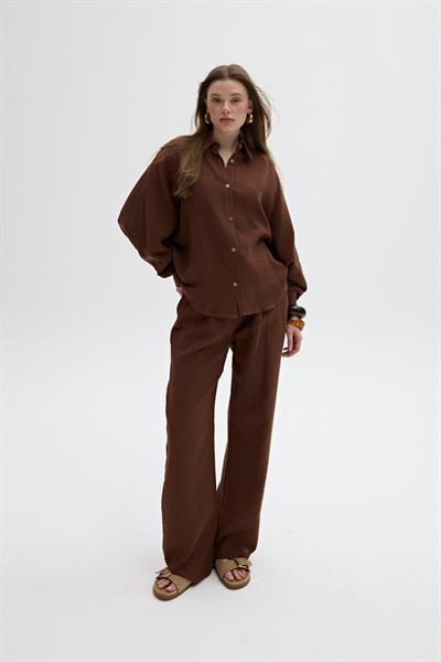 Müslin Salaş Kadın Pantolon KAHVE