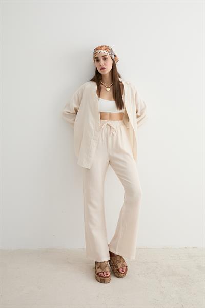 Müslin Salaş Kadın Pantolon TAŞ