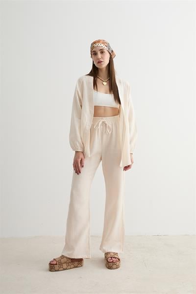 Müslin Salaş Kadın Pantolon TAŞ