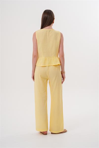 Ön Bağlamalı Kolsuz Bluz SARI