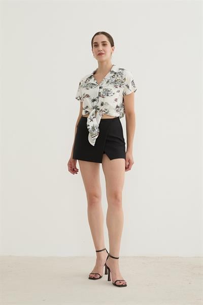 Önden Bağlamalı Kot Gömlek BUZ MAVİ