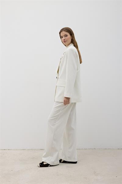 Önü Düğme Detaylı Fermuarlı Pantolon EKRU