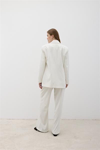 Önü Düğme Detaylı Fermuarlı Pantolon EKRU