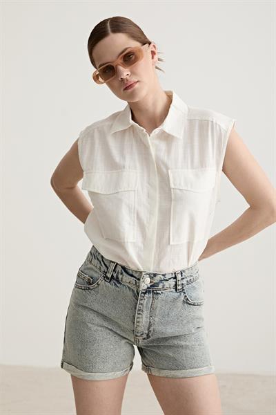 Oversize Kolsuz Gömlek EKRU