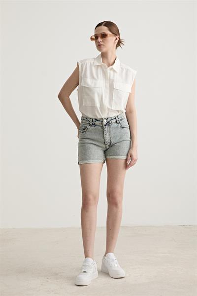 Oversize Kolsuz Gömlek EKRU