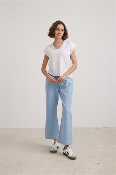 Salaş Bel Lastikli Kadın Kot Pantolon BUZ MAVİ
