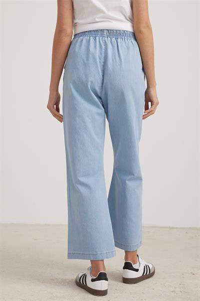 Salaş Bel Lastikli Kadın Kot Pantolon BUZ MAVİ