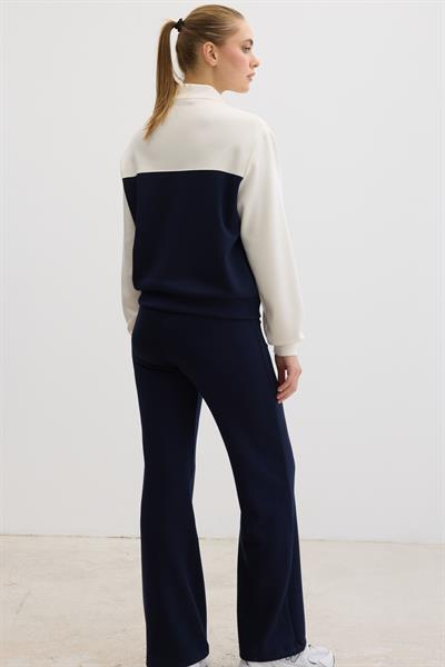 Şerit Detaylı Fermuarlı Oysho Sweatshirt LACİVERT