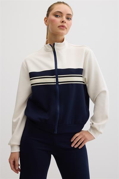 Şerit Detaylı Fermuarlı Oysho Sweatshirt LACİVERT