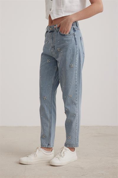 Taş Detaylı Kadın Jean BLUE