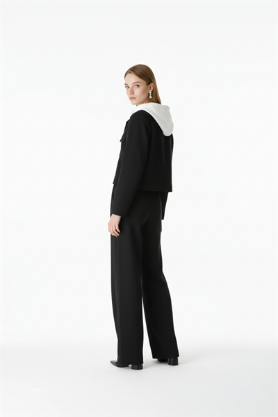 Tek Pileli Kumaş Pantolon SİYAH