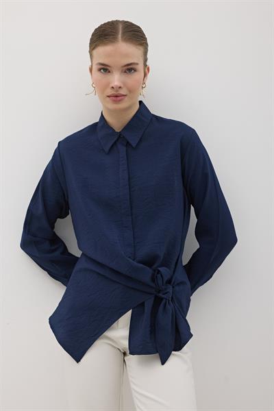 Yandan Bağlamalı Modal Gömlek LACİVERT