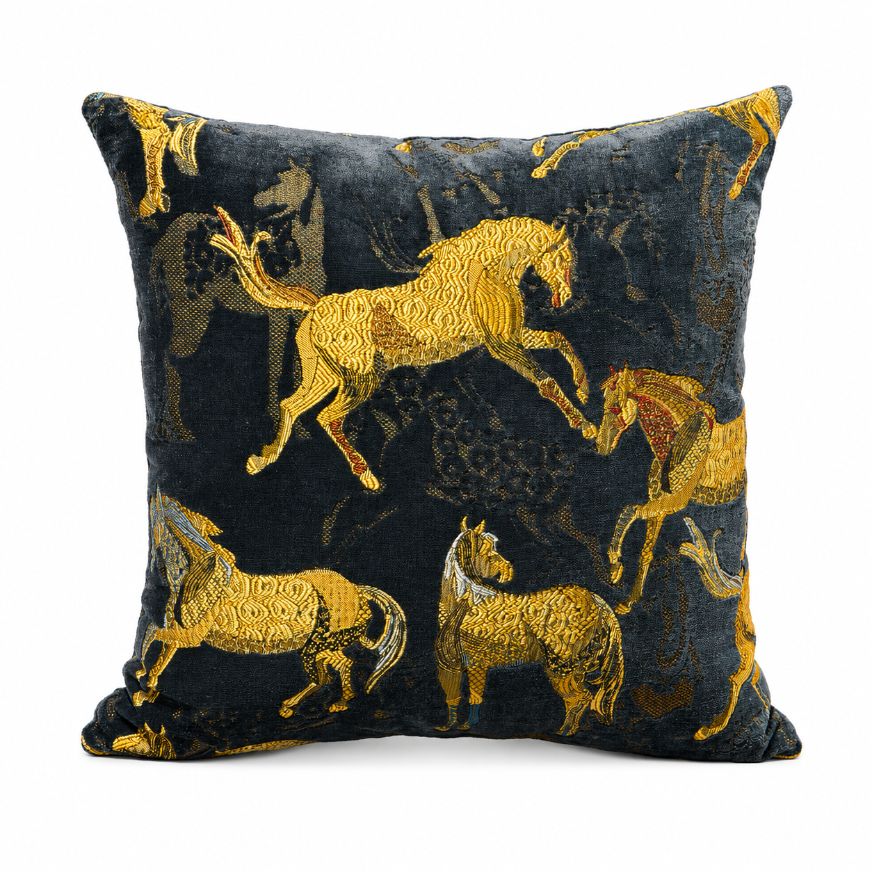 Golden Horse Kırlent Kılıfı Lacivert