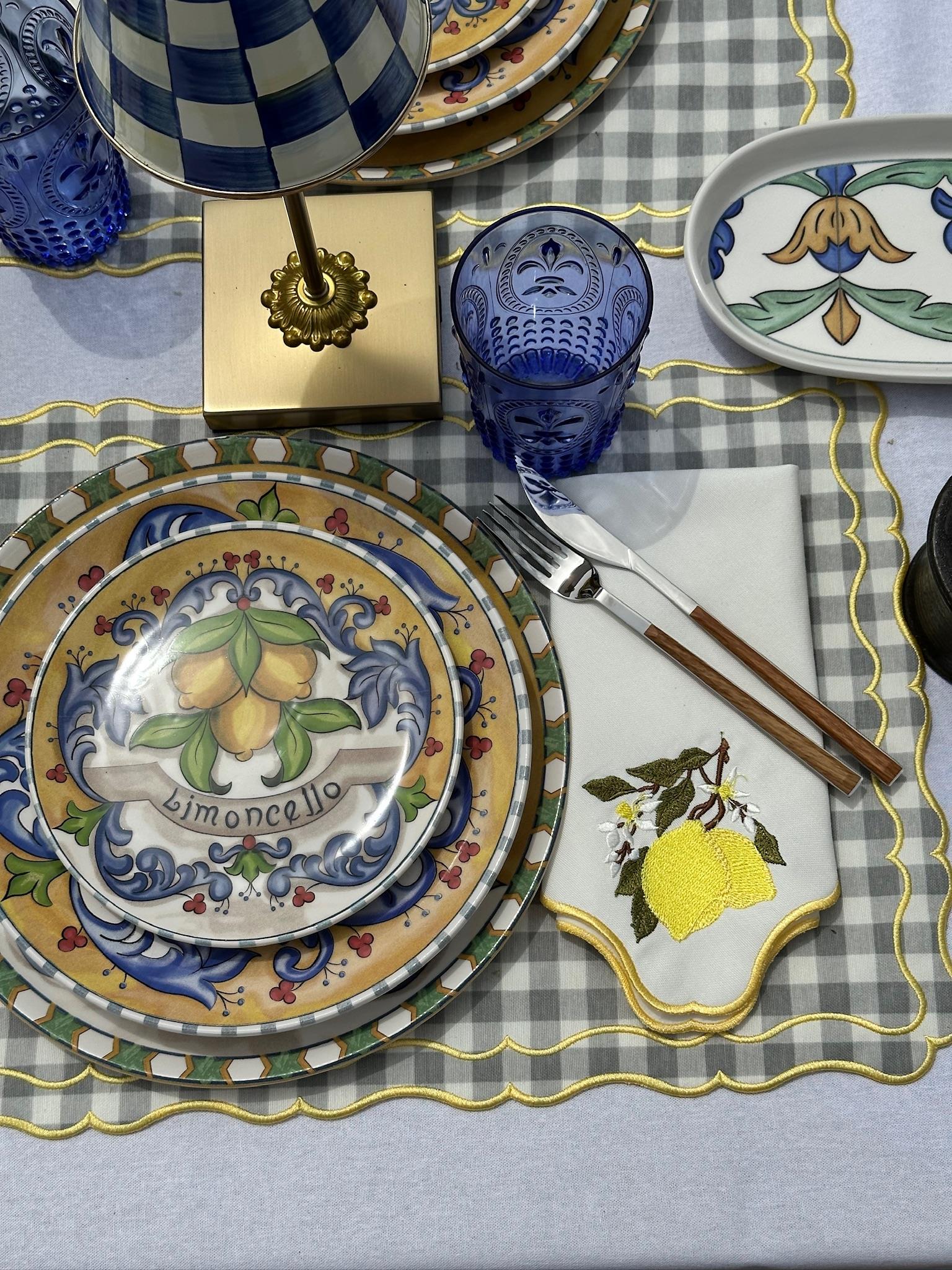 Pera 2'li Servis Peçetesi Limon Desenli 