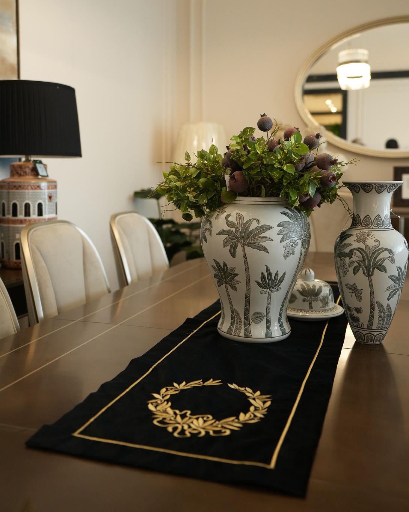 Refcrea Kraliyet Nakışlı Runner Siyah - Gold