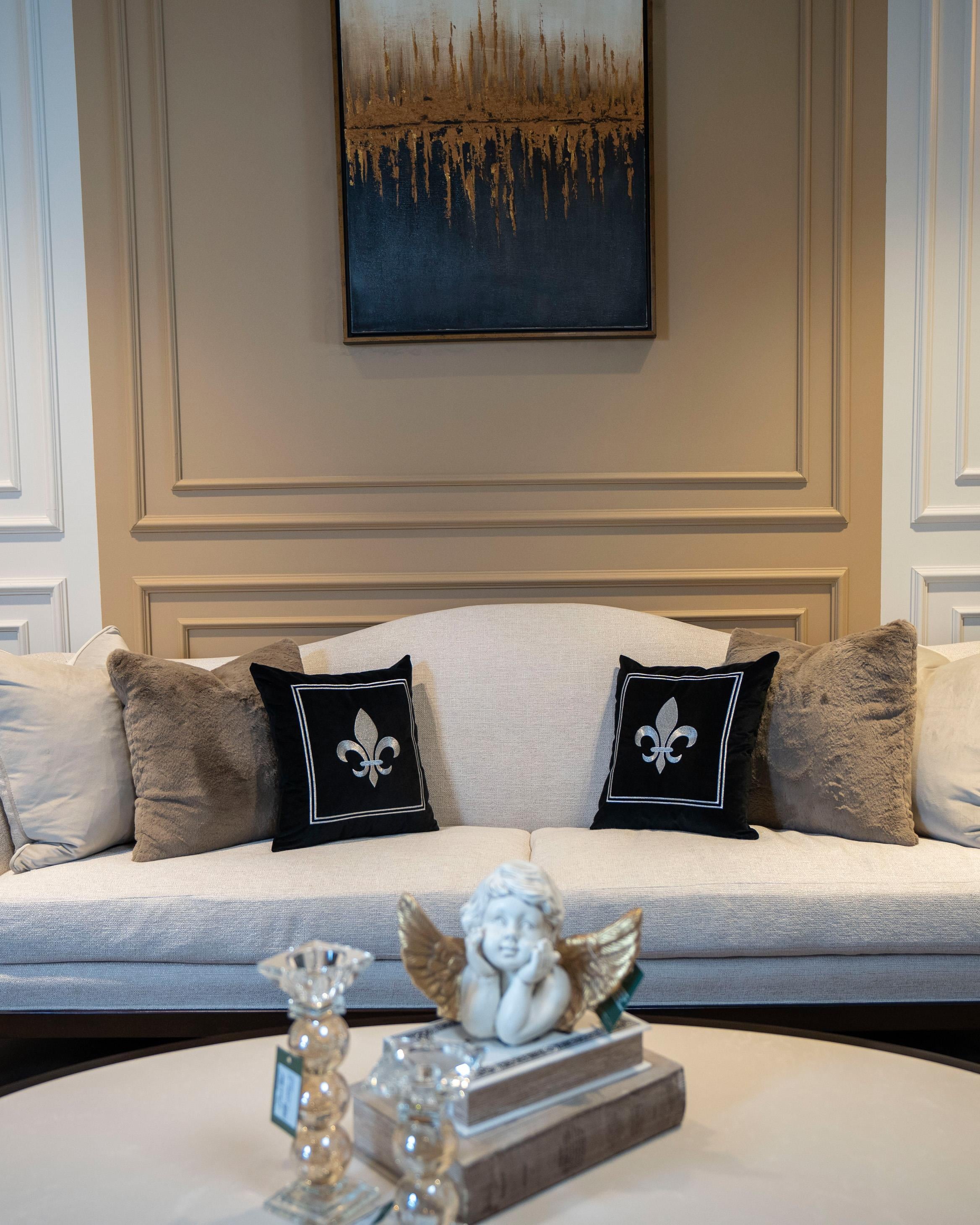 Refcrea Nakışlı Kırlent Kılıfı Fleur De Lis Model   