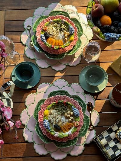 Flora 2li Amerikan Servis Pembe - Yeşil  