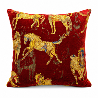 Golden Horse Kırlent Kılıfı Bordo