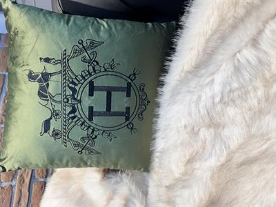 H Araba Nakışlı Kırlent Kılıfı Yeşil - Siyah