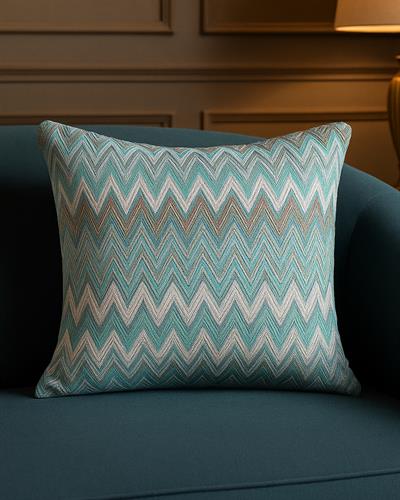 Marea Zigzag Desenli Dokuma Kırlent Kılıfı Biyeli Turkuaz 