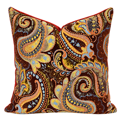 Paisley Kırlent Kılıfı Kahverengi