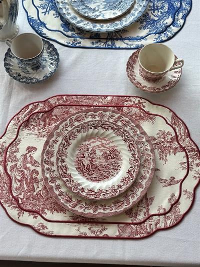 Toile De Jouy 2'li Amerikan Servis Bordo