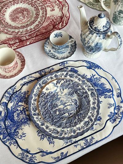 Toile De Jouy 2'li Amerikan Servis Mavi
