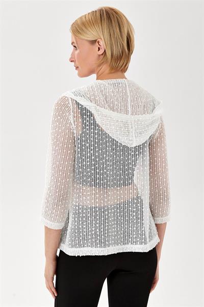 3/4 Kol Kapüşonlu File Hırka 024-4412