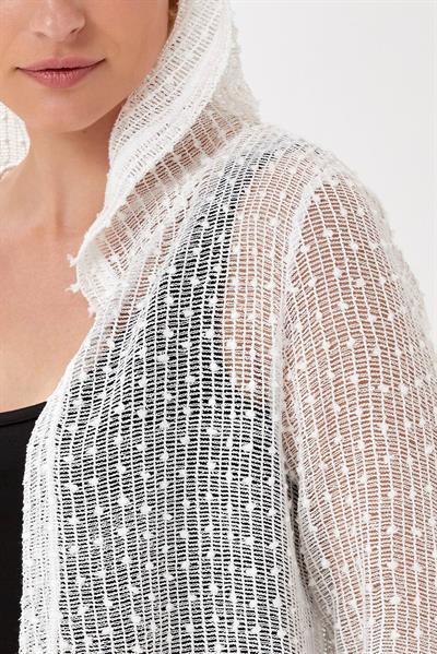 3/4 Kol Kapüşonlu File Hırka 024-4412