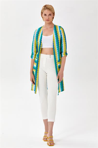 3/4 Kol Zigzag Desenli Cepli Hırka 024-4409