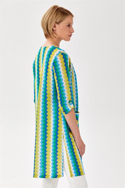 3/4 Kol Zigzag Desenli Cepli Hırka 024-4409