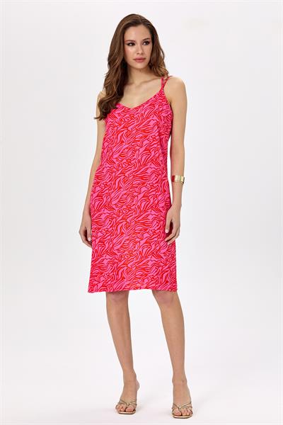 Çapraz Biyeli Kolsuz Desenli Elbise 025-4011