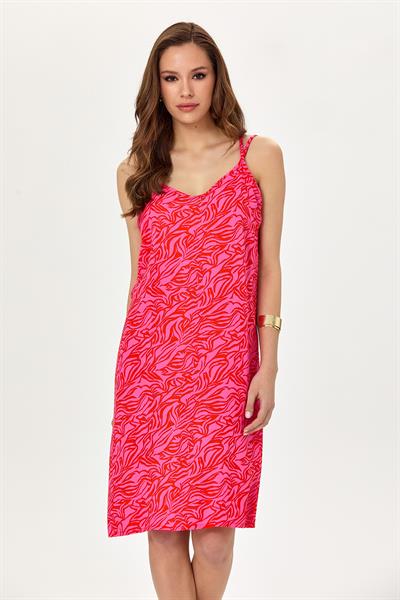 Çapraz Biyeli Kolsuz Desenli Elbise 025-4011