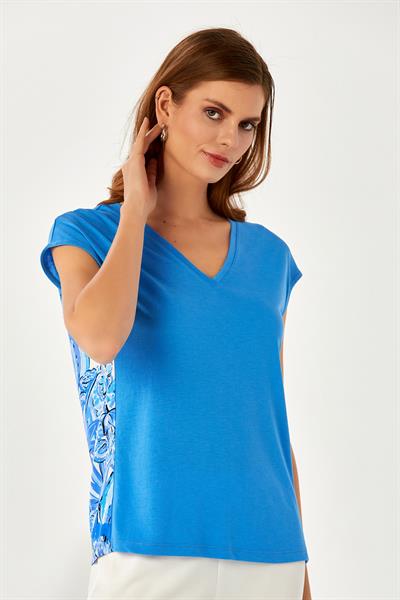 Arkası Dokuma Garnili  V Yaka Bluz 024-1502