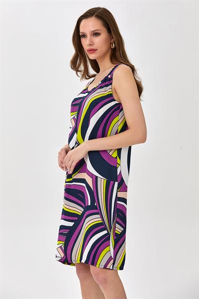 Askılı Kolsuz Desenli Elbise 025-4048