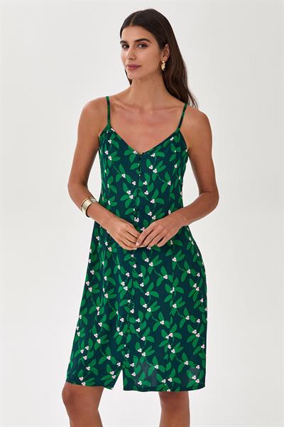 Askılı ve Düğmeli Desenli Elbise 025-4041