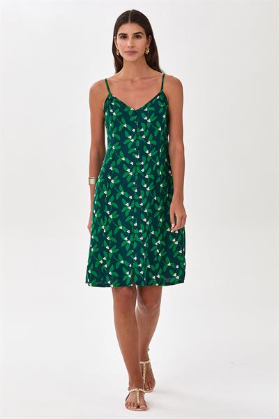 Askılı ve Düğmeli Desenli Elbise 025-4041