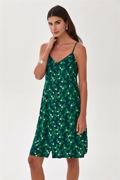 Askılı ve Düğmeli Desenli Elbise 025-4041