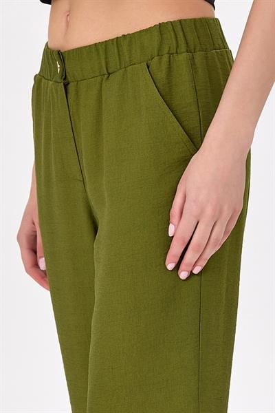 Beli Çıtçıtlı ve Lastikli Cepli Pantolon 025-3506