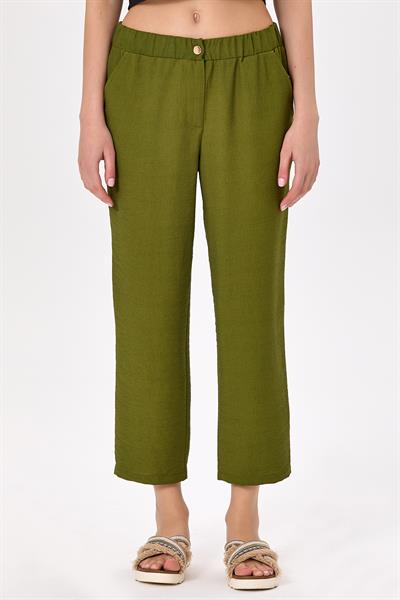 Beli Çıtçıtlı ve Lastikli Cepli Pantolon 025-3506