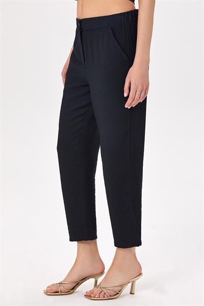 Beli Çıtçıtlı ve Lastikli Cepli Pantolon 025-3506