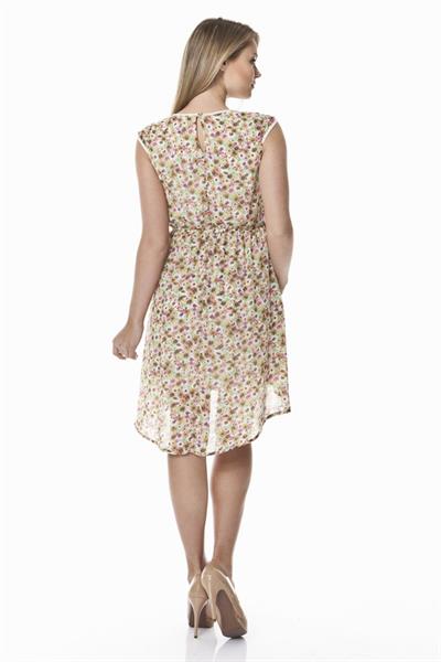 Beli Lastikli Astarlı Şifon Elbise 099-5009